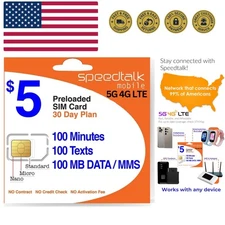 Universal Triple Cut SIM for Prepaid Wireless: 100 Talk, 100 Text, No Contract