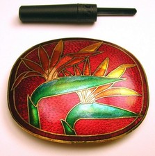RARE VINTAGE - WOMEN'S ENAMEL LOTUS METAL BELT BUCKLE FOR ELASTIC STRETCH BELT