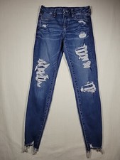 American Eagle Womens Jeans 4 Skinny Curvy High-Rise Jeggings Distressed