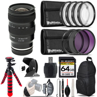 Tamron 20-40mm f/2.8 Di III VXD Lens for Sony E+Macro Filter Kit -64GB Kit