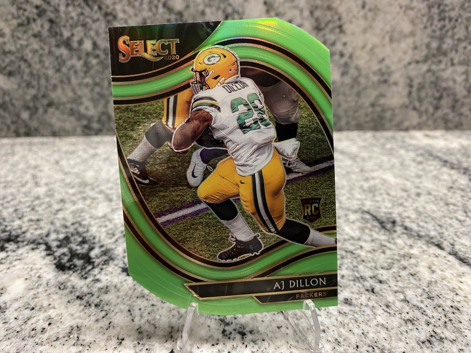2020 Panini Select AJ Dillon Neon Green Field Level Die Cut Rookie Packers SSP