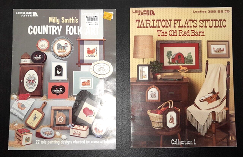 Lot of 10 Counted Cross Stitch Pattern Leaflets Country Living Folk Vintage - Picture 4 of 6