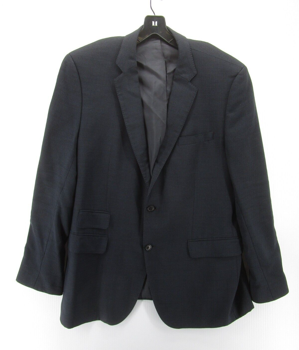 Hugo Boss Blazer Men 46 Blue Wool Sport Coat Jacket Preppy