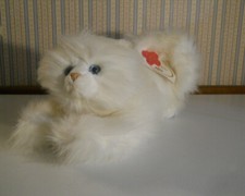 Russ Caress soft pets long white hair blue eyes 14" Cat with TAGS    Q