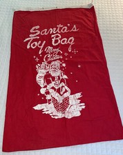 Vintage Red Santa Toy Sack - 22" x 34" with worn white design