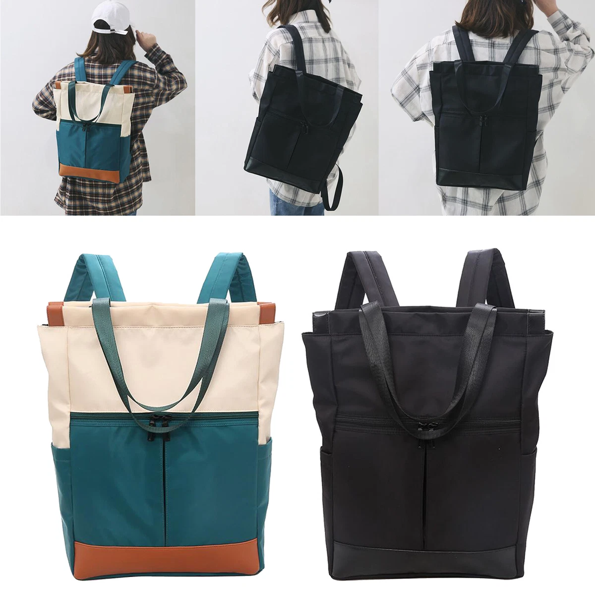 Female Convertible Tote Daypack Laptop Backpack College Work Bag Rucksack