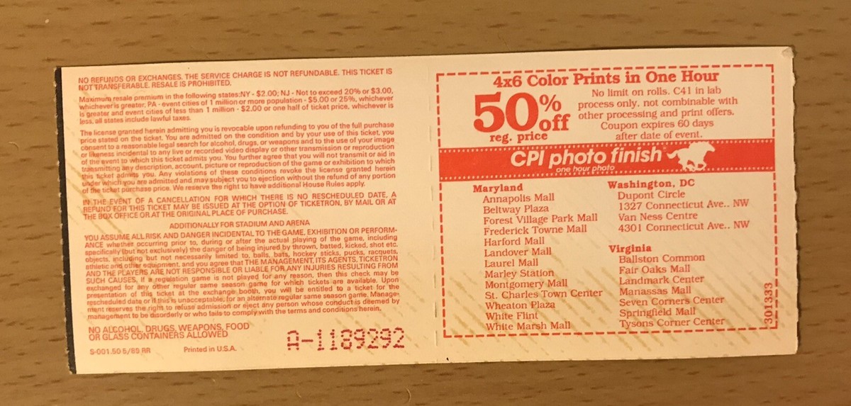 1991 SHELLY GARRETTS BEAUTY SHOP PLAY WASHINGTON DC CONCERT TICKET