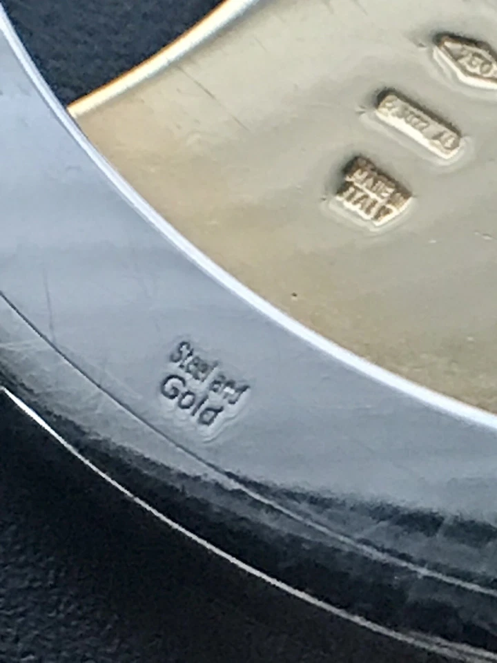 BVLGARI ORO AMARILLO 18K DISCO ACERO 2 1/4” COLGANTE CRUZ TONDO POR FAVOR LEER S718 Foto 4 de 4