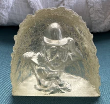 Vintage Illusions Lucite Sculpted-In-Reverse Gnome Clear Figurine Mid Century