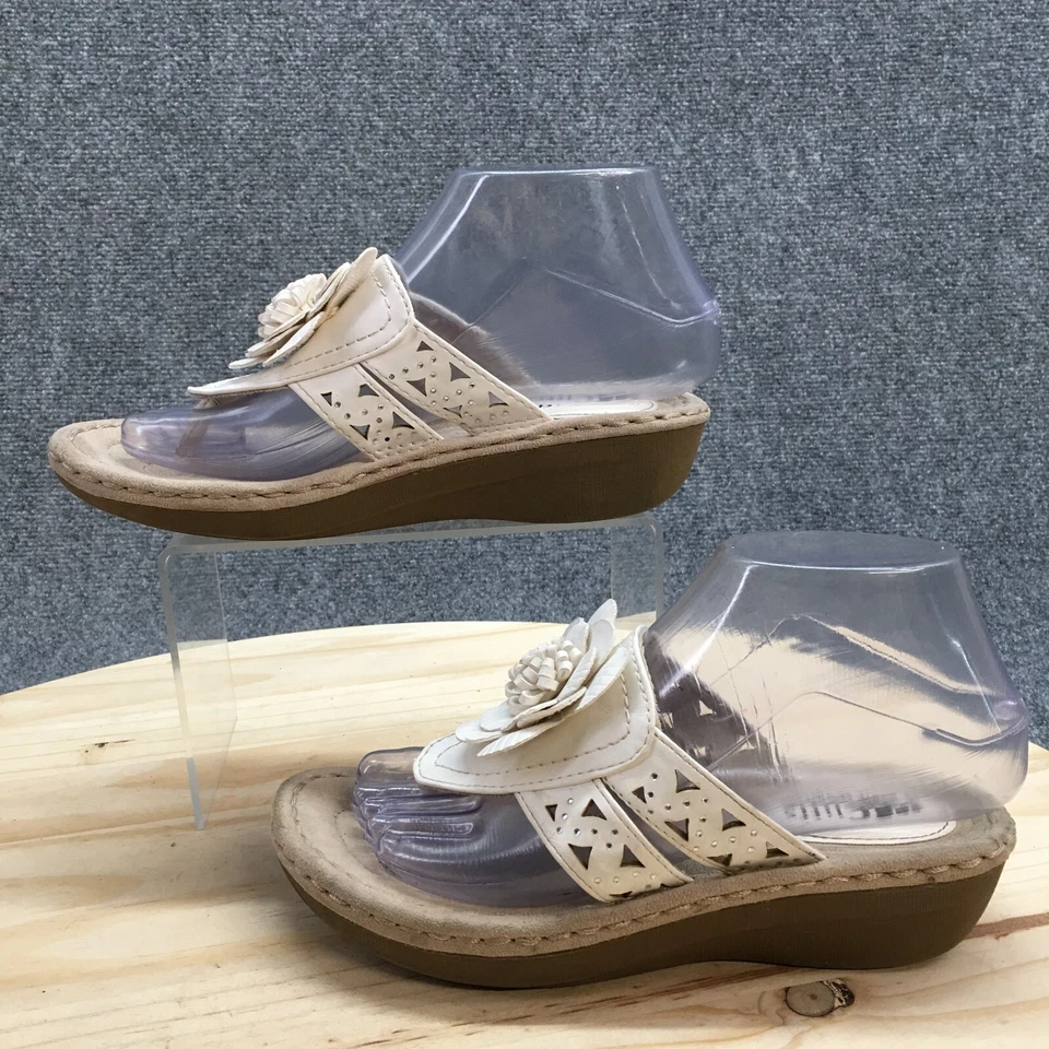 Cliffs By White Mountain Sandals Womens 6M Cynthia Flower Flip Flop C26890 White - Image 2 of 4