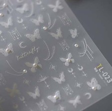 Dreamy Butterfly with Pearl Themed Nail Art Stickers