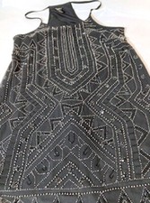 LADIES LITTLE BLACK DRESS FOREVER 21 BEADED SPAGHETTI STRAPS SZ M
