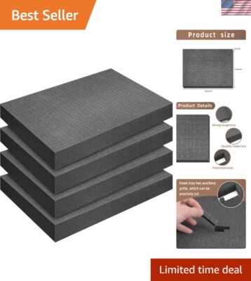 Versatile 4-Pack of Custom Foam Inserts - 16'' x 12'' x 2'' Storage Solution