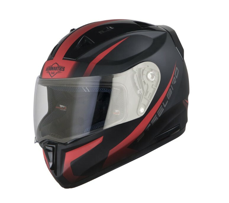 SA-1 Steelbird Mat Black With Red Clear Visor Full Face Helmet L