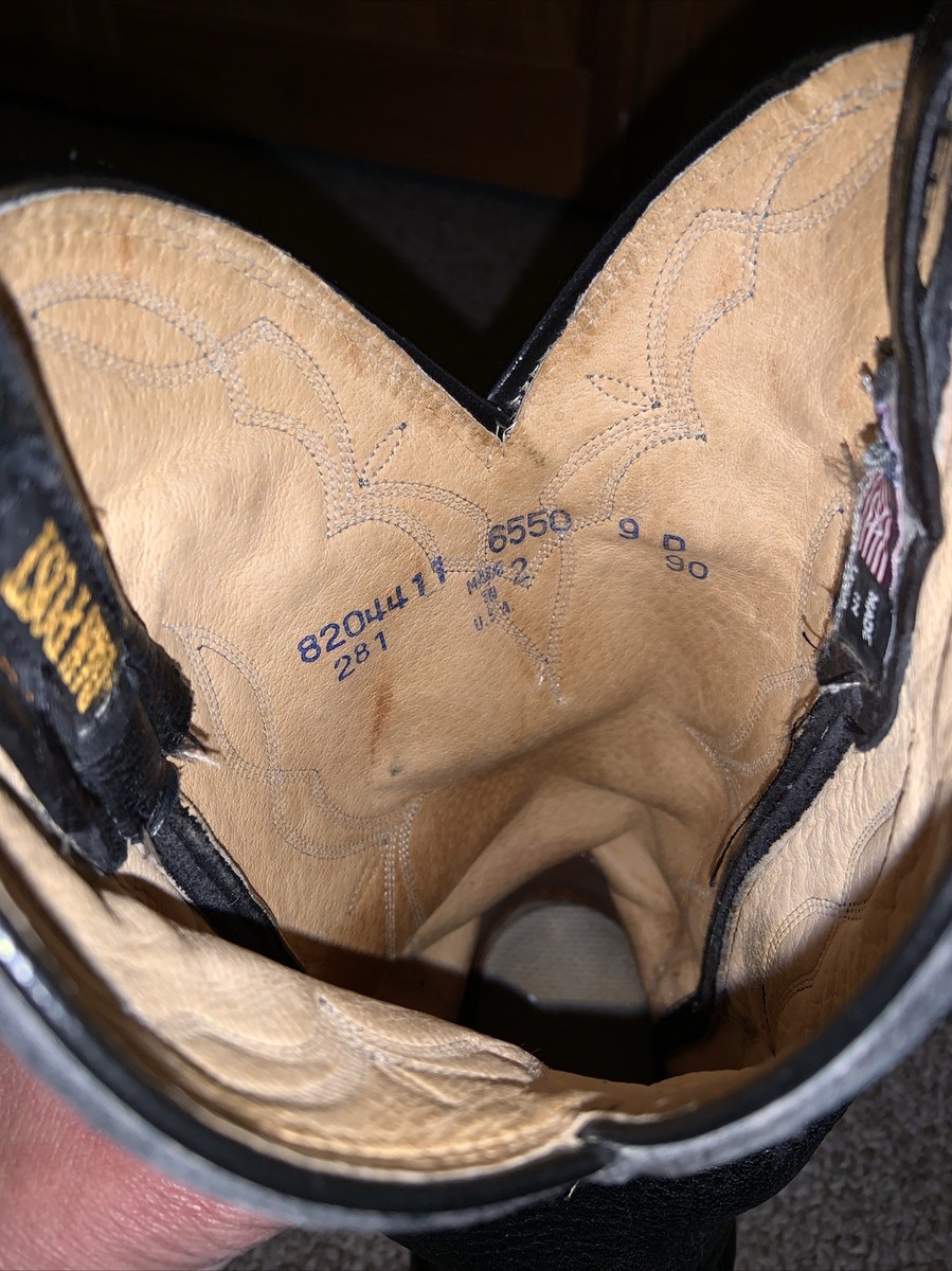 DAN POST-MEN’S BLACK BROWN 2tone ELK LEATHER COWBOY/WESTERN BOOTS-9D Style 6550 DAN POST-MEN main image 3