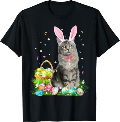 Cute Cat Easter Day Bunny Eggs Costume Gift Mens Womens Kids T-Shirt Hoodie