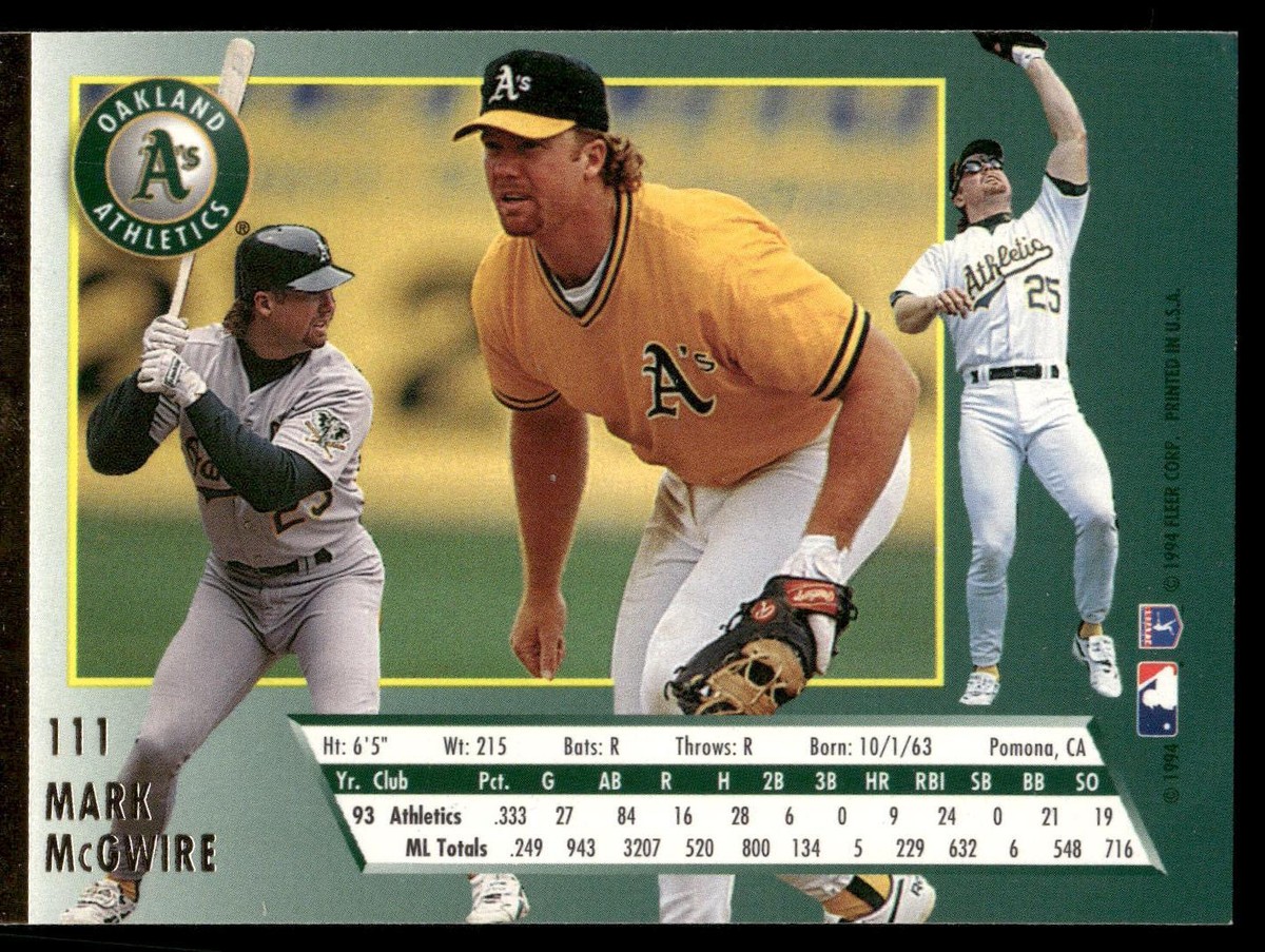 1994 Ultra #111 Mark McGwire Oakland Athletics Baseball Card
