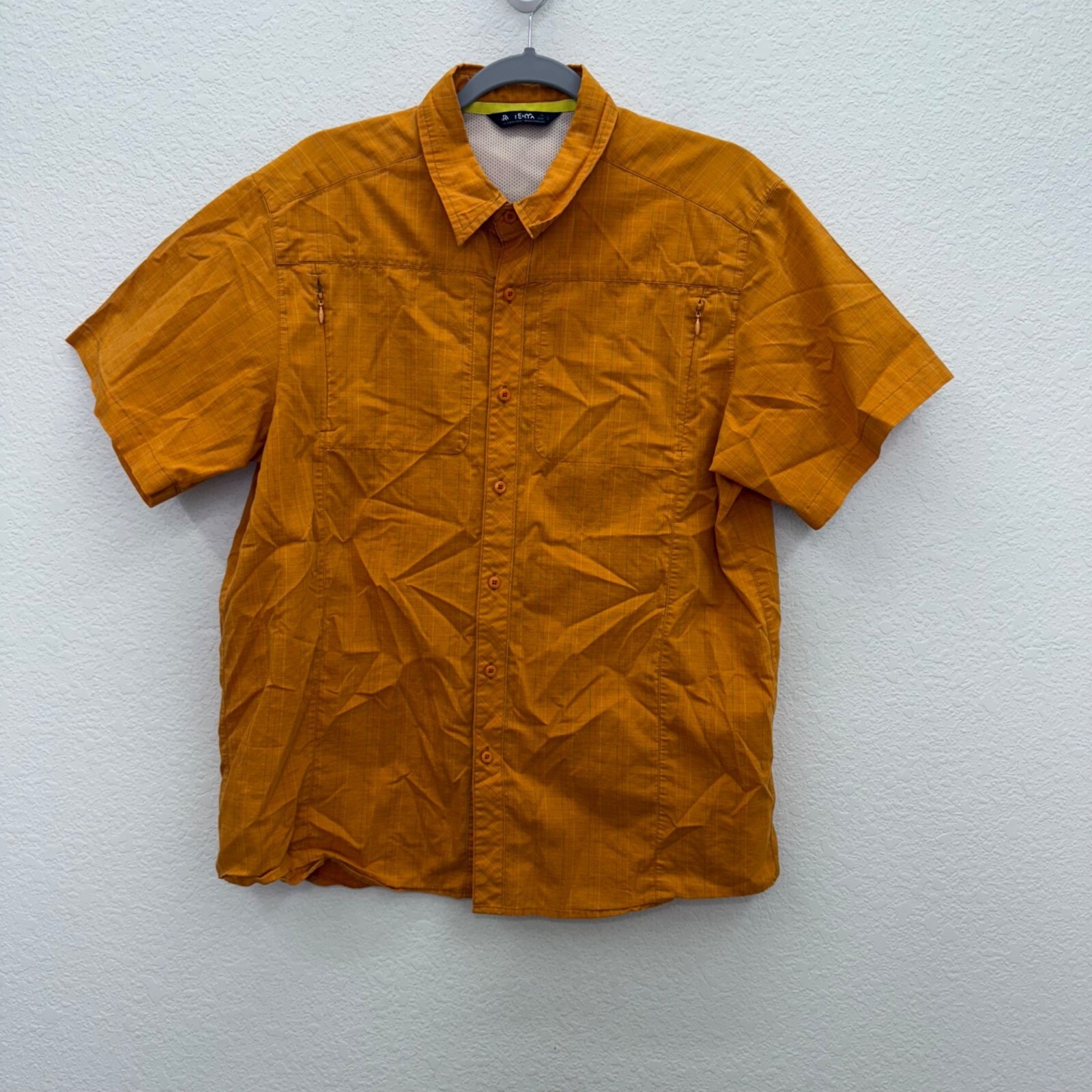 ARC'TERYX Camicia uomo Arcteryx arancione a quadri manica corta escursionismo bottoni VEDI MISURE