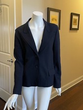 Lanvin 100% Knitted Wool Jacket Women’s Size 42 Made In France Blazer Navy