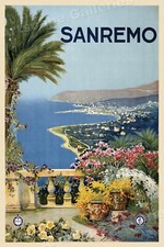 SanRemo 1920s Italy Vintage Style Travel Poster - 20x30