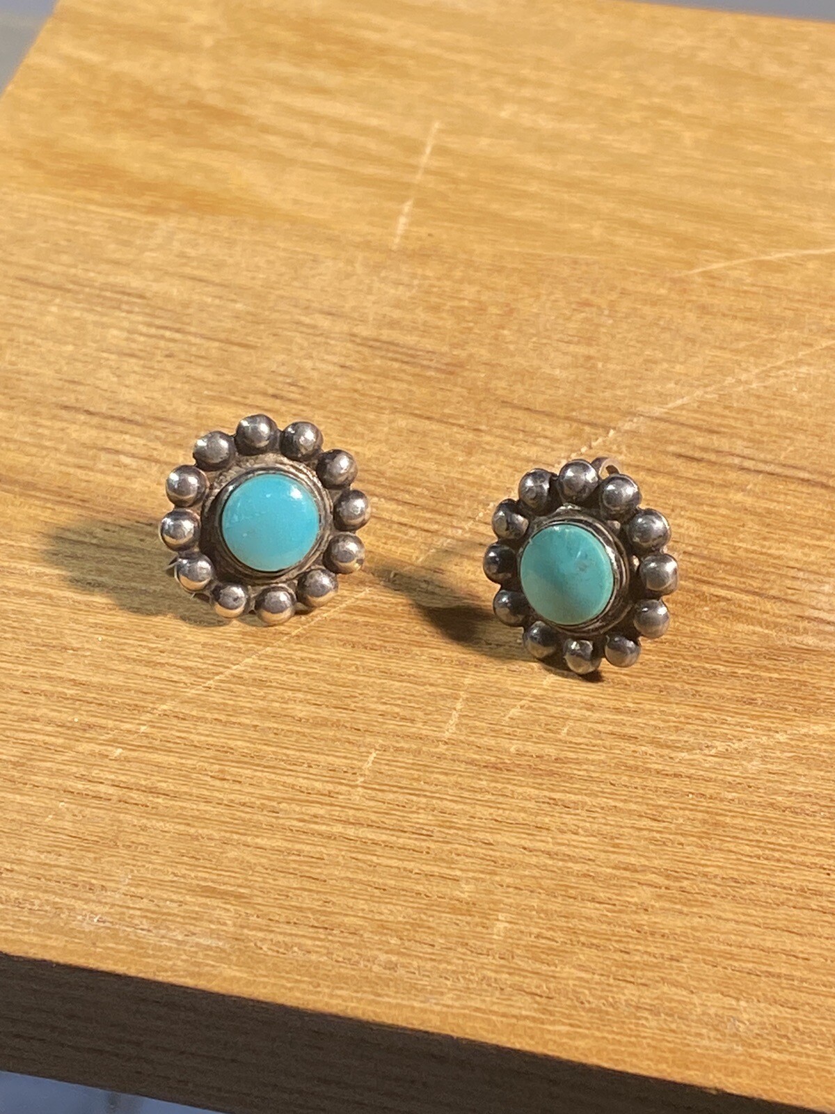 Vintage Sterling Silver Turquoise Screw On Clip On Earrings eBay