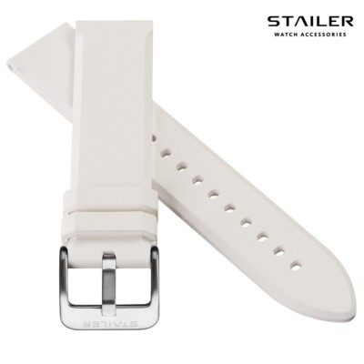 Stailer Premium Kautschuk Uhrenarmband Modell CS48 weiß 20 mm