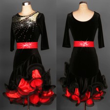 Latin Dance Dress Salsa Tango Cha cha Ballroom Velvet Competition Dress F145