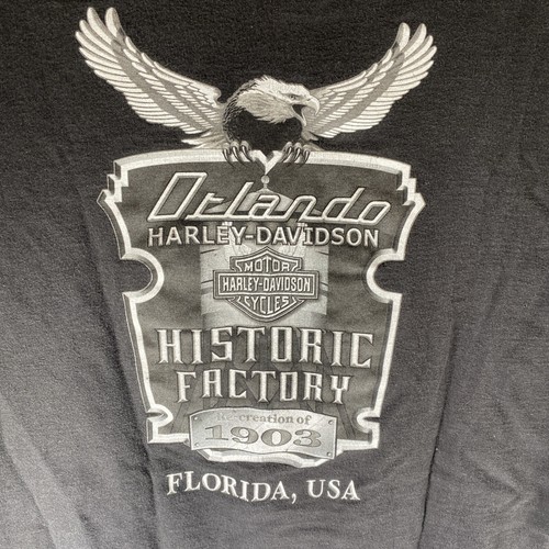 Harley Davidson T Shirt Size XL Orlando Florida Motorcycles Black Tee - Picture 2 of 5