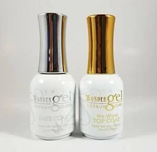 Wonder Gel UV/LED Soak off Gel (No-Wipe) Top Coat + Base Coat Duo
