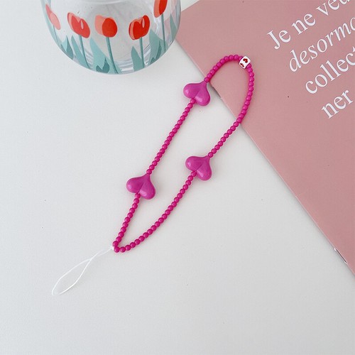 Bow Heart Beaded Bracelet Lanyard Mobile Phone Charm Acrylic Anti-Lost Chains - Picture 30 of 31