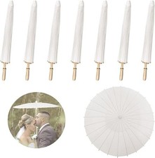 7 Pack Paper White Wedding Umbrella,33 Inch White Umbrella for Wedding,Simple an
