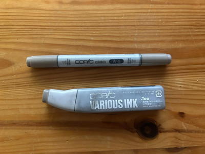 COPIC  Ciao W5 Layoutmarker grau mit Copic Marker Nachfülltinte ( 30% voll)