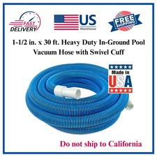 1-1/2 in. x 30 ft. Heavy Duty In-Ground Pool Vacuum Hose with Swivel Cuff