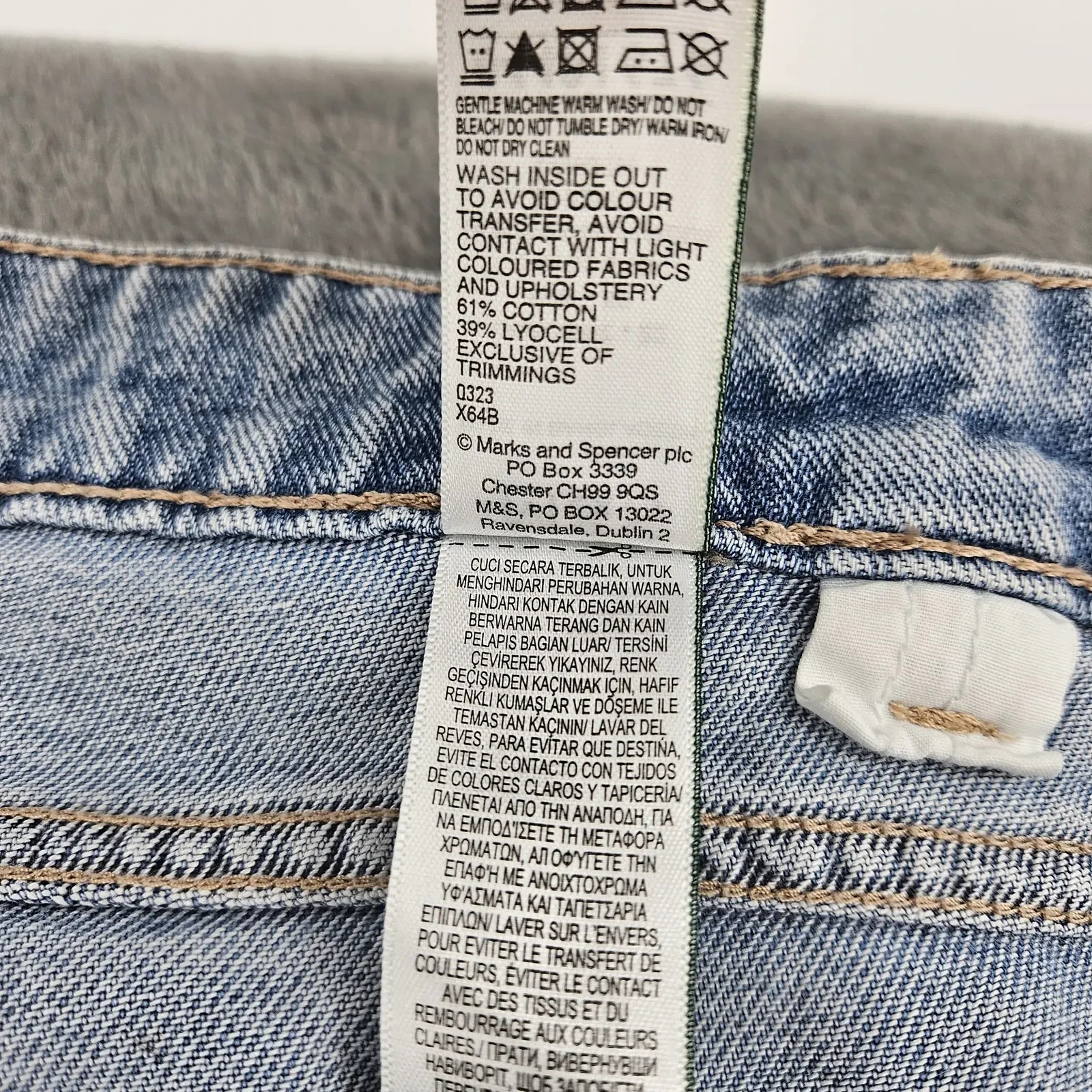 M&S Womens Wide Leg Jeans Size 22 Short Light Indigo Blue Denim Cotton Lyocell image 7