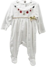 Orchestra grenouillère blanche velours floquée étoiles noël bébé 6 mois 