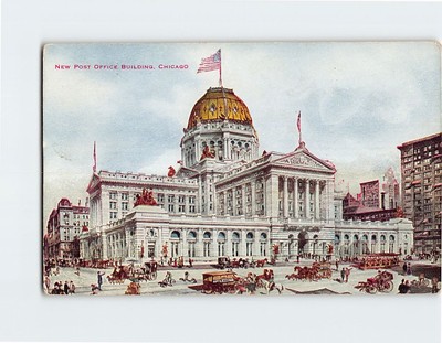 Postcard Post Office Building Chicago Illinois USA