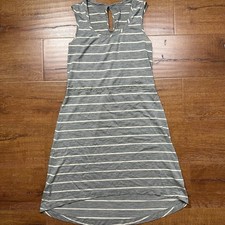 Icebreaker Dress Womens S Gray Stripe Sleeveless A Line Round Neck Casual City
