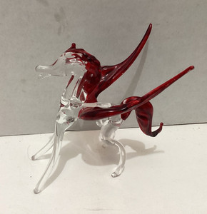 Vintage Spun Art Glass Pegasus Winged Horse Figurine
