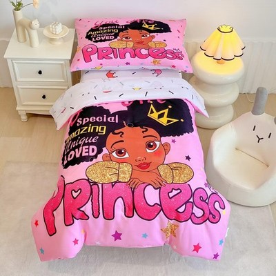 GRAT TIOC 4 Piece Toddler Bedding Set for Girls,Toddler Black Girl Magic