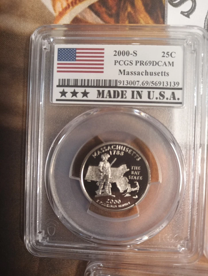 2000-S MA, NH, MD, SC, & VA  State Quarter 5 Coin Set PCGS PR-69 DCAM - Image 2 of 4