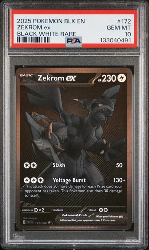 2025 POKEMON BLK EN-BLACK BOLT BLACK WHITE RARE #172 ZEKROM EX PSA 10