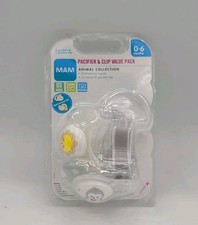 MAM 2 Pacifiers 1 Clip Original Value Pack Skin Soft Ortho Nipple 0-6 Months