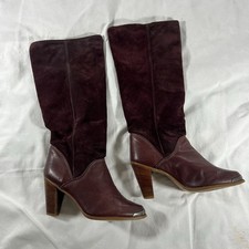 Vintage 80s Zodiac Burgundy Suede/Leather Mid Calf Western Boots Size 8.5 Medium