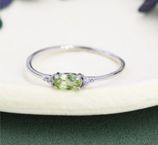 Natural Peridot Ring 925 Sterling Silver Genuine Green Periot Dainty Ring Gift