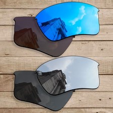 hdhut POLARIZED Replacement Lenses for-Oakley Flak Jacket XLJ Silver / Ice Blue