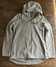 The North Face Women s Small Knit Stitch Fleece Pullover Hoodie Gray Snap FT19