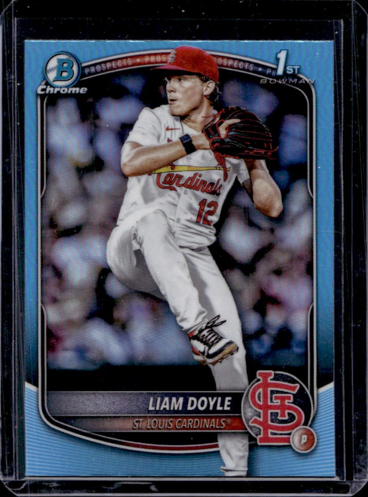 2025 Bowman Draft Liam Doyle Chrome Sky Blue Refractor 1st #BDC-12 Cardinals