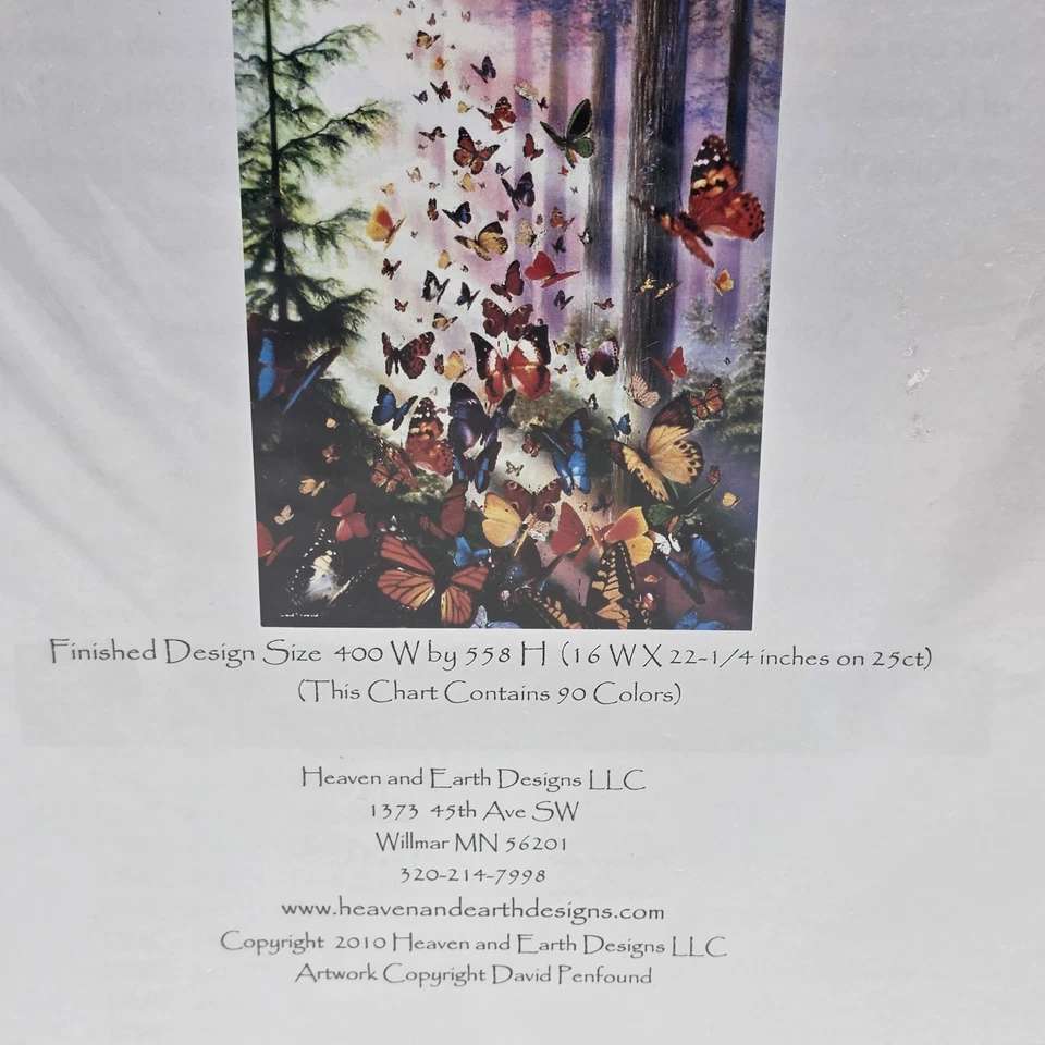 Heaven and Earth Designs Butterfly Wood Cross Stitch Pattern Large Format - Image 4 of 4