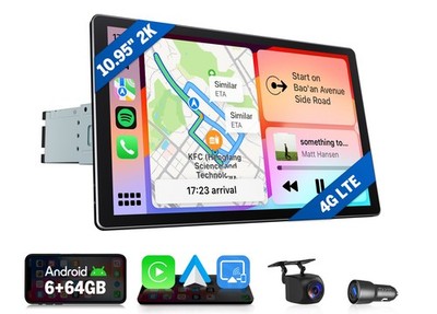 Head Unit 1 Din Android 13 6+64 10.95''Car Radio GPS Nav Stereo 1Din CarPlay WiFi