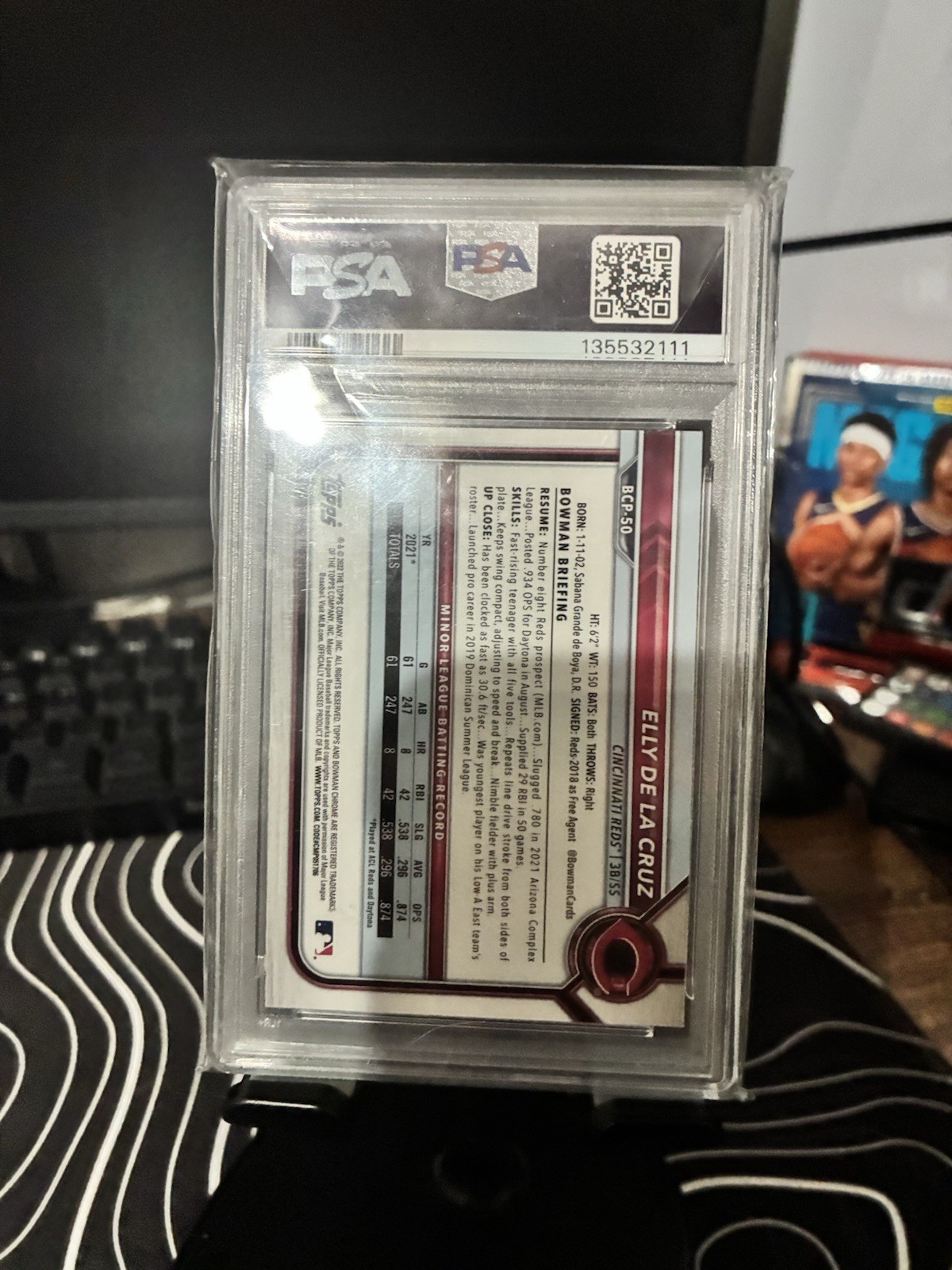 Bowman 1st Bowman 2022 Bowman Chrome Prospects Elly De La Cruz BCP-50 PSA 10 view 2